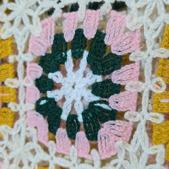 Rebellion Again Granny Square Crochet Crew Neck Sweater Coachella Stagecoach - Picture 8 of 14